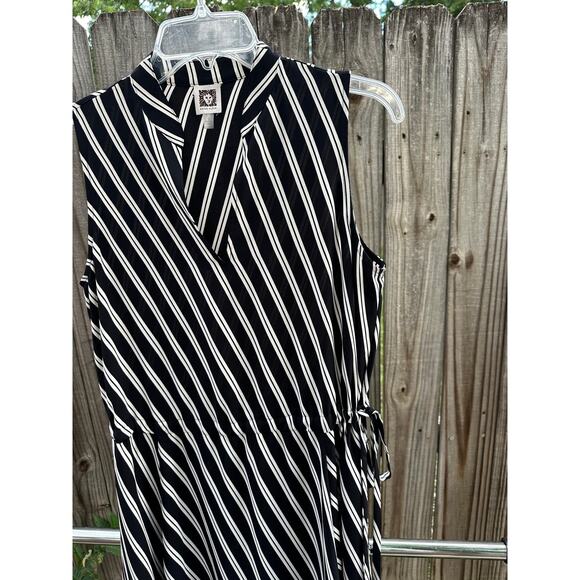 Anne Klein Black & White Striped Midi Dress – Size S - Picture 3 of 6